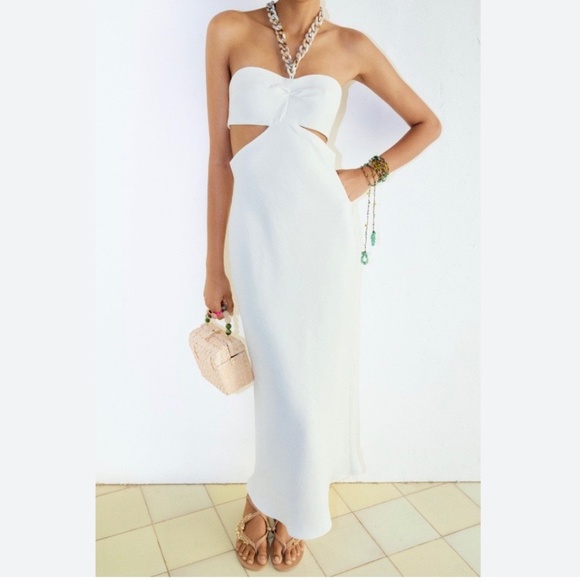 Zara Dresses Zara White Cut Out Chain Dress Poshmark